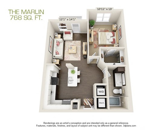 Marlin 1x1 3D Floorplan